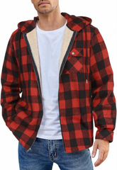 Flannel European And American Men's Jacket 2024 New Amazon Long-sleeved Hooded Plus Velvet Loose Men's Casual Jacket