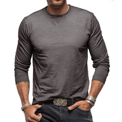 Men's Olive Green Long Sleeve T-Shirt - Stylish And Comfortable For Everyday Wear