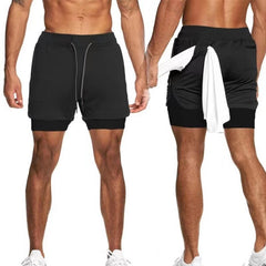 Men's Loose Running Shorts - Double-Layer Design, Multi-Pockets, Athletic/Casual Outdoor Gym Wear