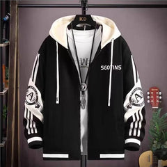 Stylish Hooded Jacket With Bold Lettering For Men - Perfect For Casual And Sporty Looks