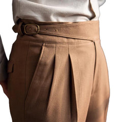 Men's British Neapolitan High Waist Slim Straight Trousers 23418848M