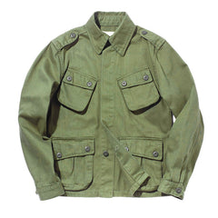 Military-Style Jacket with Striped Shirt Combo for Men - Perfect for Casual and Outdoor Adventures