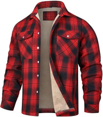 Plaid Fleece-Lined Jacket for Men - Warm and Stylish Winter Outerwear