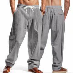 Men's Casual Loose-Fit Trousers with Adjustable Waistband and Side Pockets