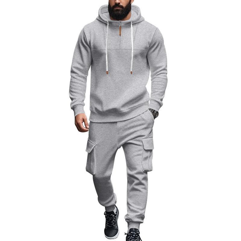 Men's Loose Sports Hooded Sweatshirt And Pants Set 40057919Y