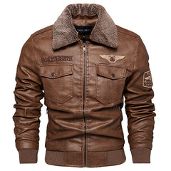Classic Aviator Jacket With Embroidered Wing Patch