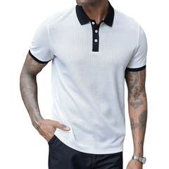 Men's Retro Casual Waffle Short Sleeve Polo Shirt MTA0993D7TO