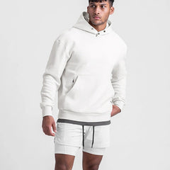 Stylish Brown Hoodie with Layered Shorts Set for Men - Perfect for Casual Outfits