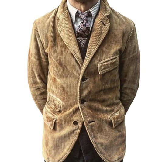 Corduroy Blazer for Men - Classic Fit with Double Breasted Design