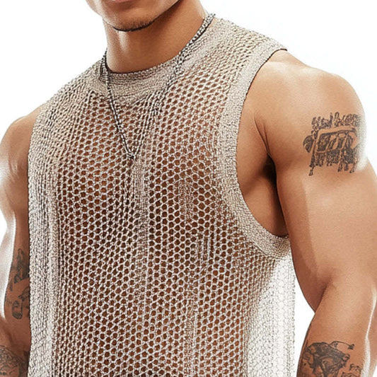 Men's Breathable Mesh Crew Neck Tank Top MTA1779C4X