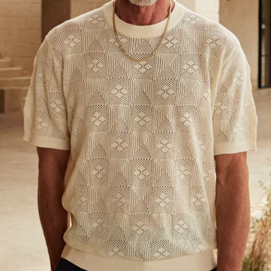 Men's Spring And Summer Fashion Casual Round Neck Exquisite Knitted Short-sleeved T-shirt MTA0976D9K