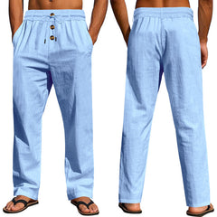 Men's Casual Drawstring Pants with Button Closure - Perfect for Summer and Everyday Wear