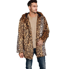 Leopard Print Faux Fur Coat For Men - Stylish And Warm Winter Outerwear