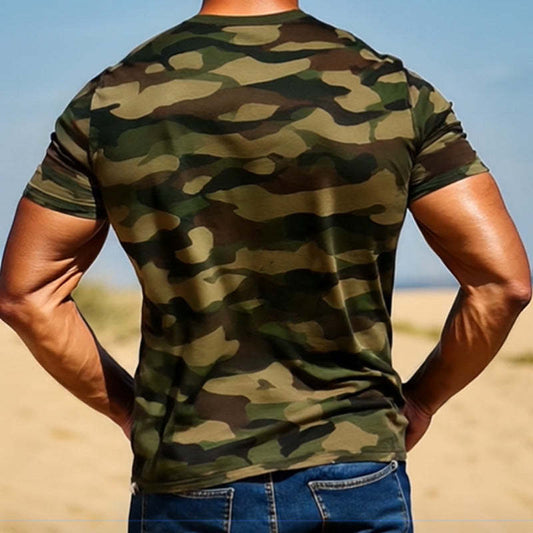 Men's Army Green Camouflage Short Sleeve T-Shirt 37413482P