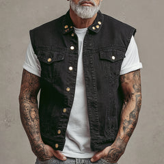 Classic Denim Vest with Sleeveless Design