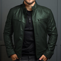 Stylish Men's Biker Jacket With Zippered Pockets And Sleek Design