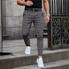 Men's Stylish Plaid Jogger Pants With Casual White Sneakers
