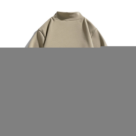 High-Neck Pullover with Embossed Adventure Print - Perfect for Casual and Outdoor Wear