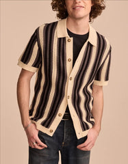 Striped Short-Sleeve Knit Cardigan For Men
