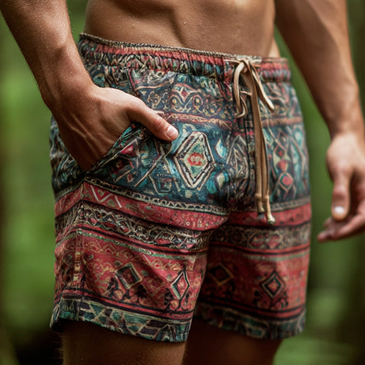 Colorful Tribal Pattern Shorts for Summer Adventures