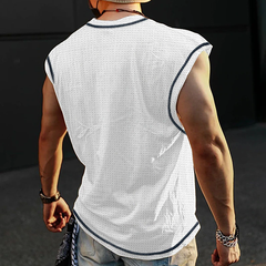 Men's Casual Waffle Crew Neck Loose Tank Top MTA1835C2M