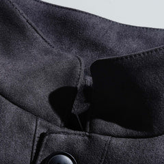 Men's Vintage Suede Single Breasted Stand Collar Jacket 65731063Y