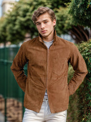 Stylish Brown Zip-Up Jacket for Men - Perfect for Casual and Outdoor Adventures