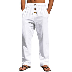 Men's Casual Drawstring Pants with Button Closure - Perfect for Summer and Everyday Wear