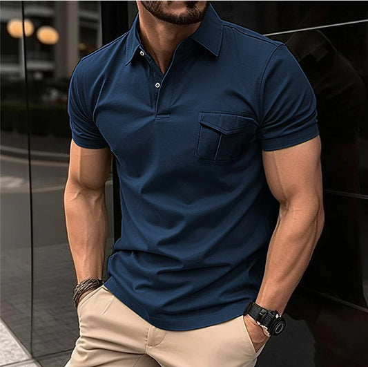 Men's Casual Slim Lapel Short Sleeve Polo Shirt 18107009M