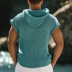 Men's Retro Casual Knit Hooded Tank Top MTA0285D0TO