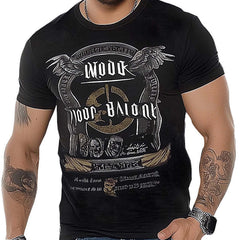 Men's Slim Fit Black Vintage Printed Short Sleeve T-Shirt MTA2062C2U