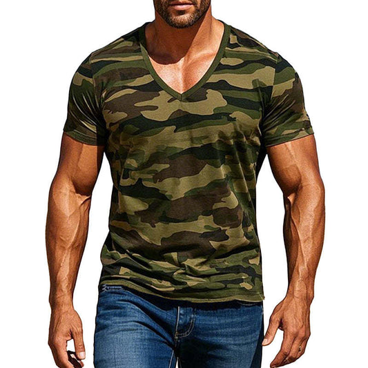 Men's Army Green Camouflage Short Sleeve T-Shirt 37413482P