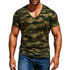 Men's Army Green Camouflage Short Sleeve T-Shirt 37413482P