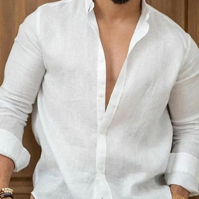 Stylish Men's White Button-Up Shirt for Casual and Formal Wear