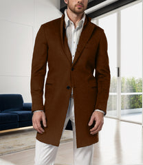Classic Men's Longline Coat with Gold Button Accents