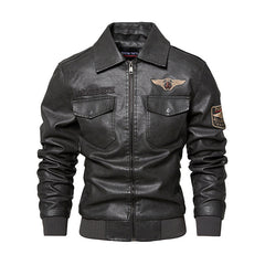 Classic Aviator Jacket With Embroidered Wing Patch