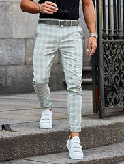 Men's Stylish Plaid Jogger Pants With Casual White Sneakers