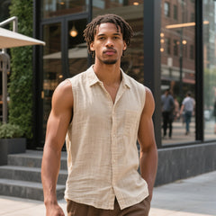 Stylish Sleeveless Button-Up Shirt for Summer Outings