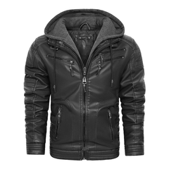 Classic Biker Jacket With Multiple Pockets And Zipper Details
