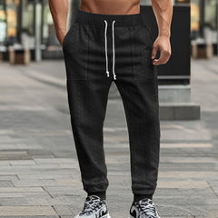 Men's Fashionable Textured Jogger Pants with Adjustable Drawstring Waist