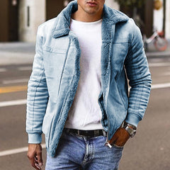 Men's Winter Warm Bomber Jacket With Faux Fur Collar - Stylish And Cozy Outerwear For Cold Weather