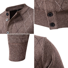 Men's Stylish Diamond Pattern Cardigan Sweater - Perfect for Casual and Formal Wear