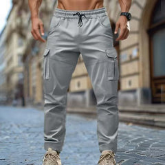 Men's Versatile Cargo Pants with Adjustable Waistband for Casual and Outdoor Use