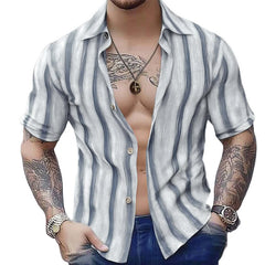 Men's Summer Comfort Striped Casual Short Sleeve Shirt MTA0392D2U