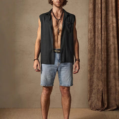 Stylish Sleeveless Button-Up Shirt for Men - Perfect for Casual Summer Outfits