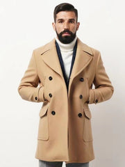 Classic Double-Breasted Pea Coat for Men - Perfect for Fall and Winter
