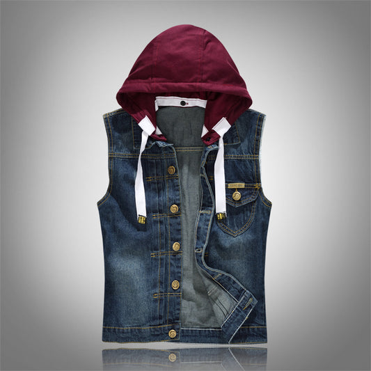 Stylish Denim Vest with Detachable Hood - Perfect for Casual and Outdoor Wear