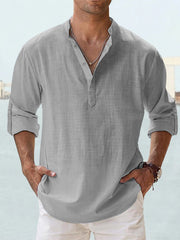 Stylish Pink Henley Shirt for Men - Perfect for Casual and Semi-Formal Occasions