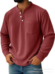 Men's Casual Henley Shirt With Chest Pocket - Perfect For Everyday Wear