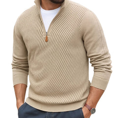 Men's Stylish Half-Zip Ribbed Sweater For Casual And Formal Wear